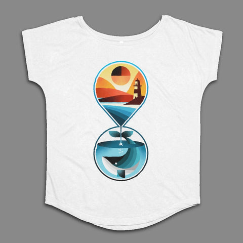 Abstract Lighthouse and Ocean Hourglass Design Shirt