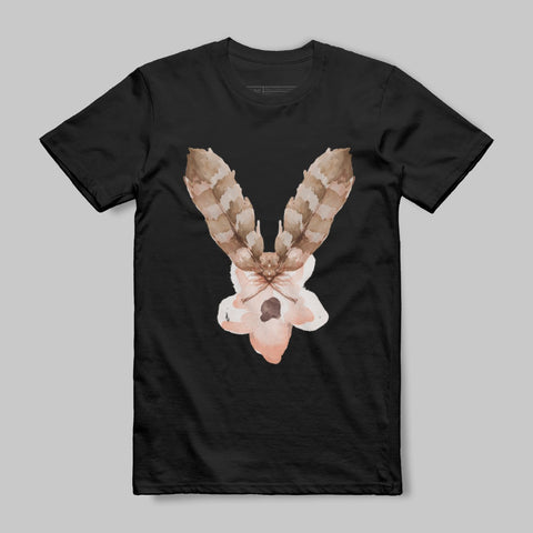 Watercolor Moth Graphic on Black T-Shirt Product