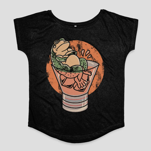 Relaxed Frog Sitting in Martini Glass Graphic Shirt