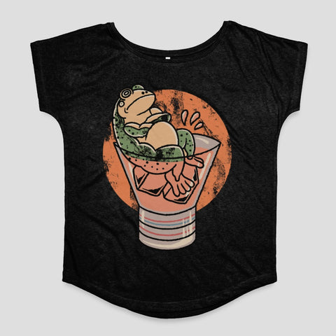 Relaxed Frog Sitting in Martini Glass Graphic Shirt