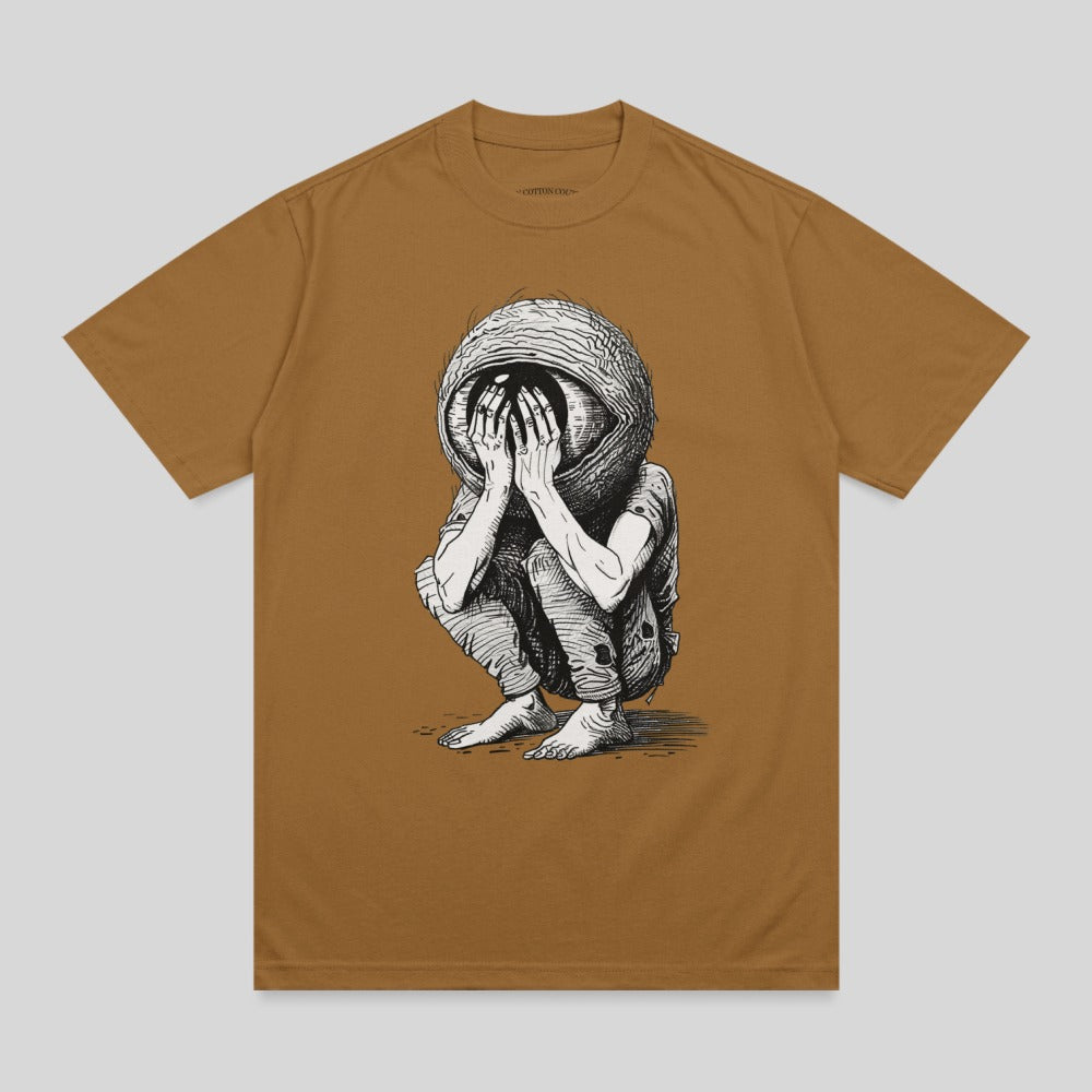 Crouching eye creature hidden face surreal graphic product type