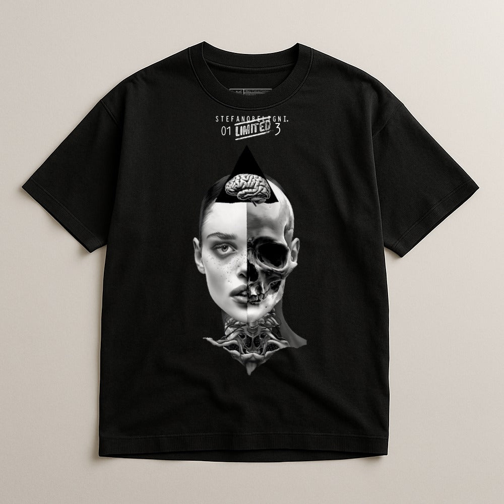 Limited Edition Half Skull Art Graphic T-Shirt