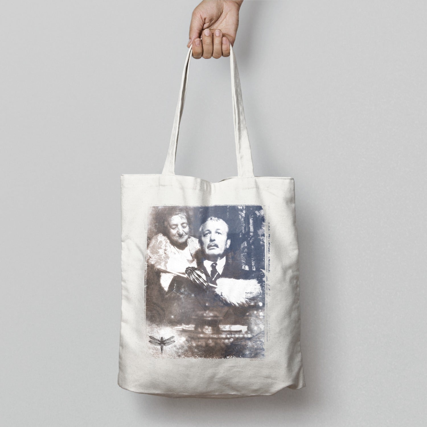 Vintage Couple Artwork Printed Shopping Bag