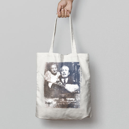 Vintage Couple Artwork Printed Shopping Bag