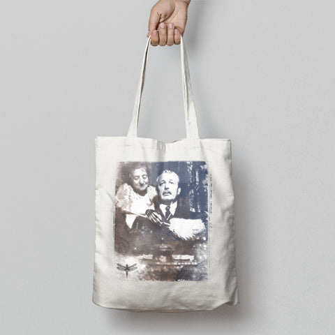 Vintage Couple Artwork Printed Shopping Bag
