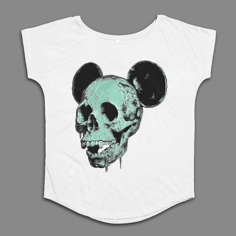 Green Skull with Mickey Ears Print T-Shirt product