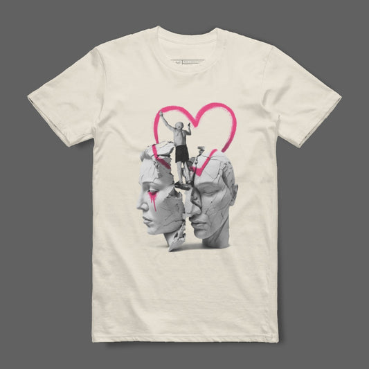 Artistic Split Faces Design Heart Street Art Shirt