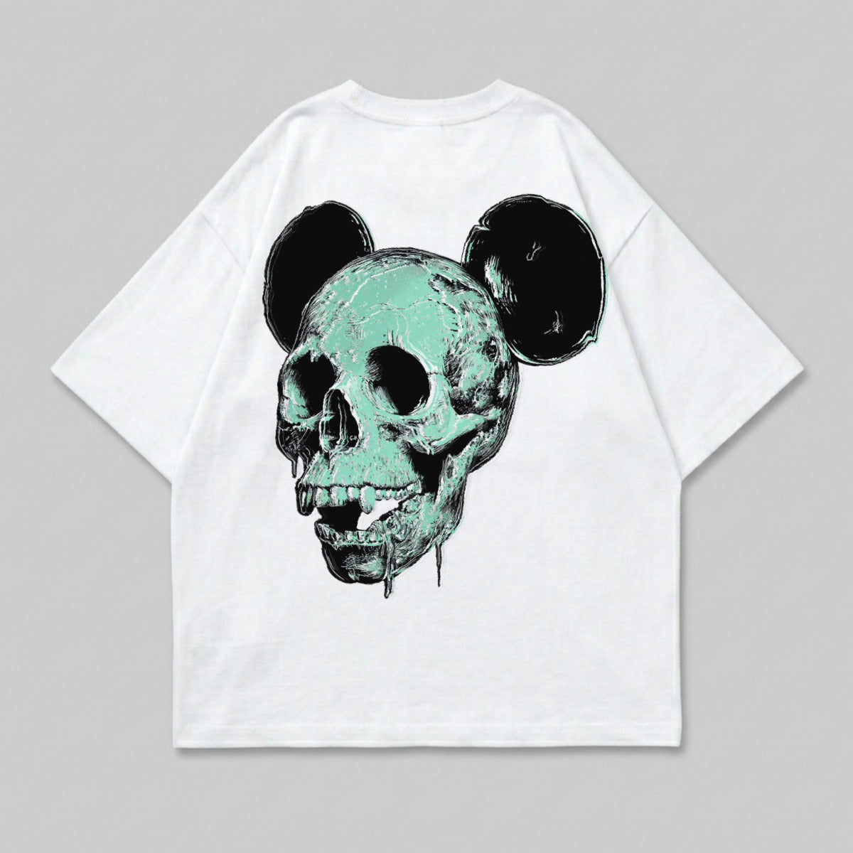 Green Dripping Skull Mouse Ears White T-shirt product type