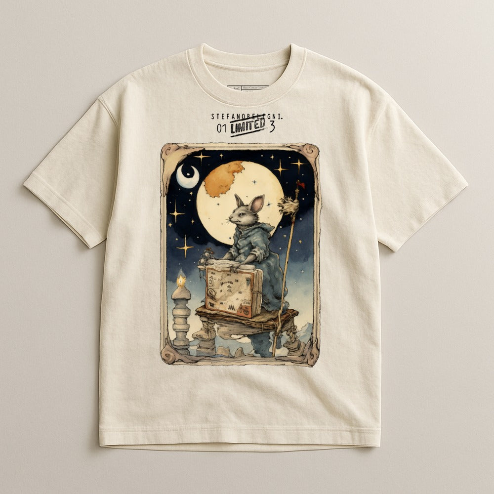 Enchanting Moonlit Mouse Artistic T-Shirt Design
