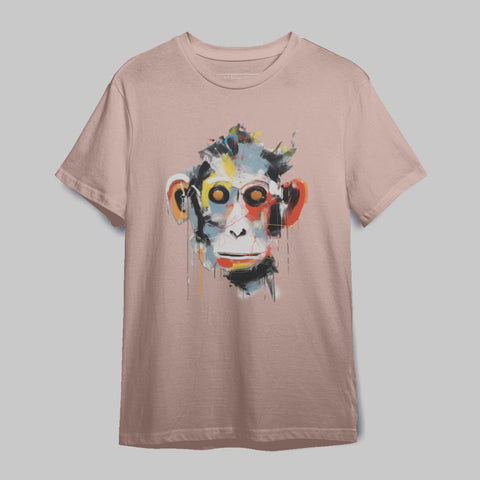 Colorful Abstract Monkey Face Graphic T-shirt