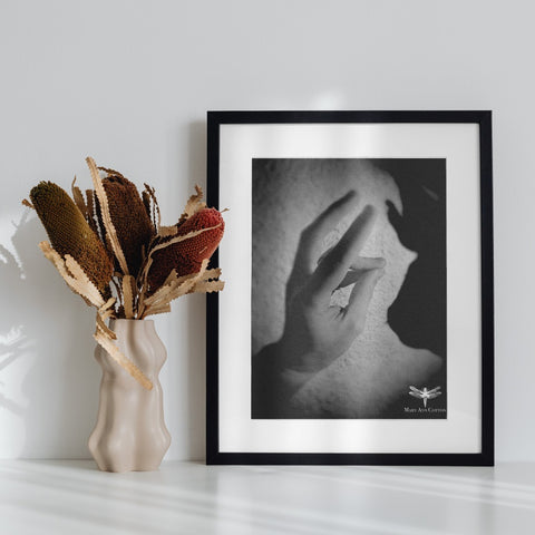 Black and White Artistic Hand Gesture Wall Art Print