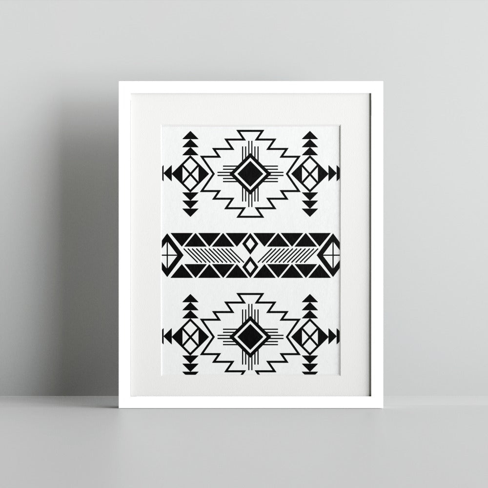 Geometric Tribal Patterned Wall Art Print Decor