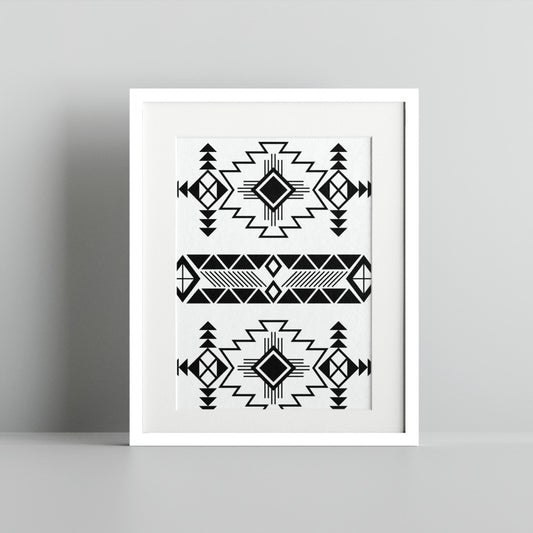 Geometric Tribal Patterned Wall Art Print Decor