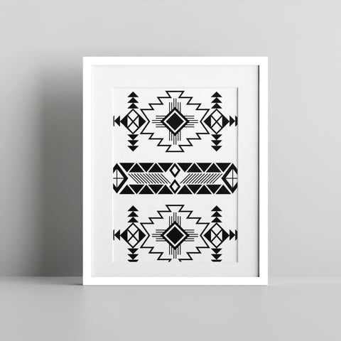 Geometric Tribal Patterned Wall Art Print Decor