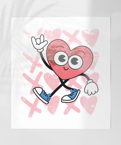 Heart Character with Sneakers and Pink Hearts Poster