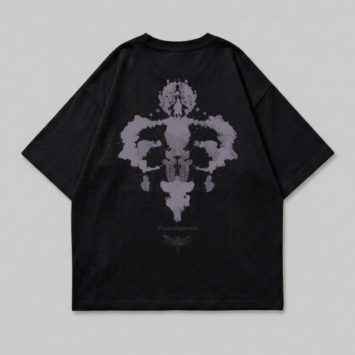Black t-shirt with Rorschach inkblot and "Psychodiagnostik" text.