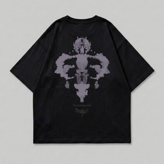 Black t-shirt with Rorschach inkblot and "Psychodiagnostik" text.