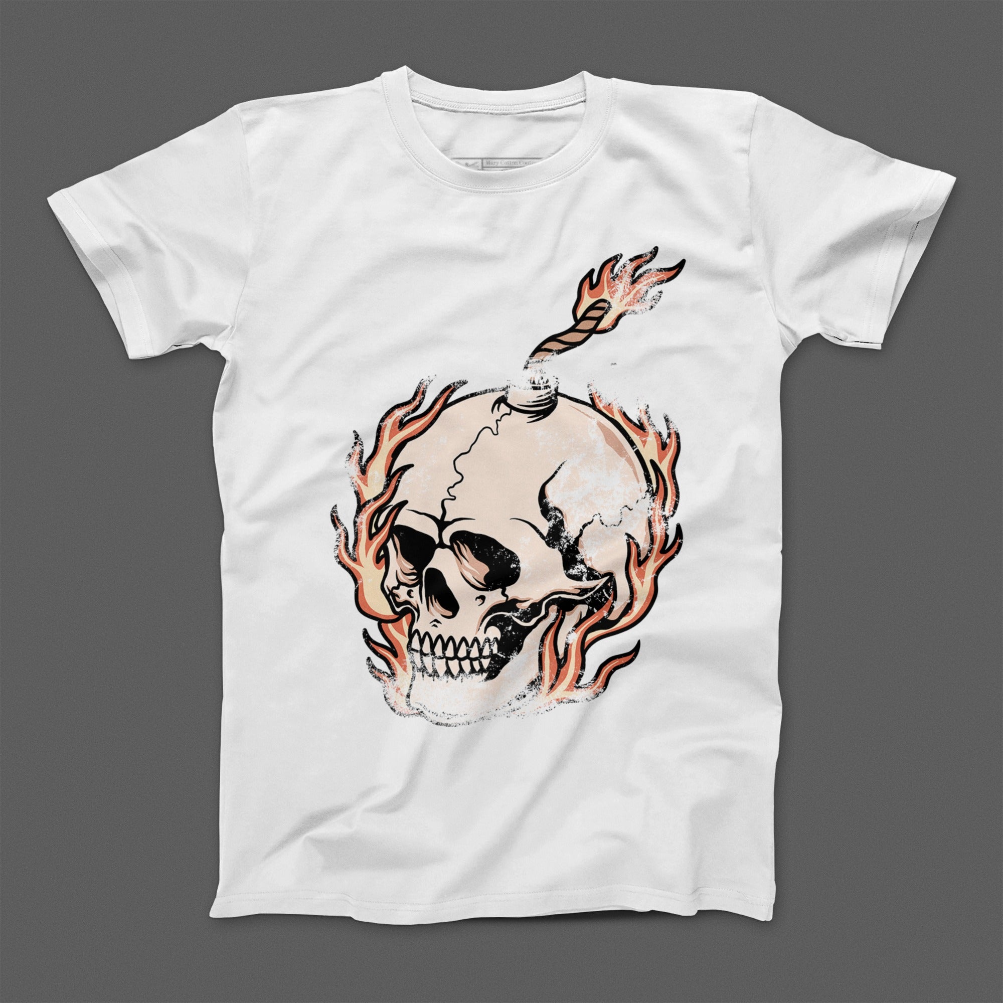 Flaming Skull Design T-Shirt for Men and Women