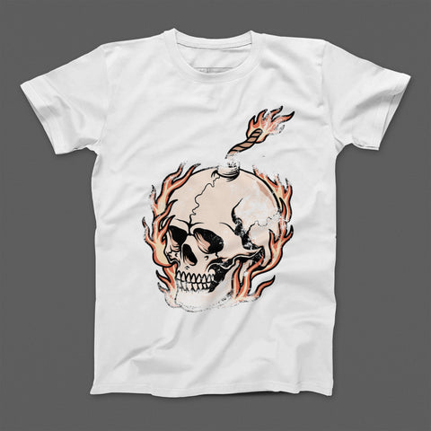 Flaming Skull Design T-Shirt for Men and Women
