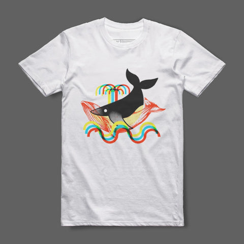 Colorful Rainbow Whale Design Graphic Tee