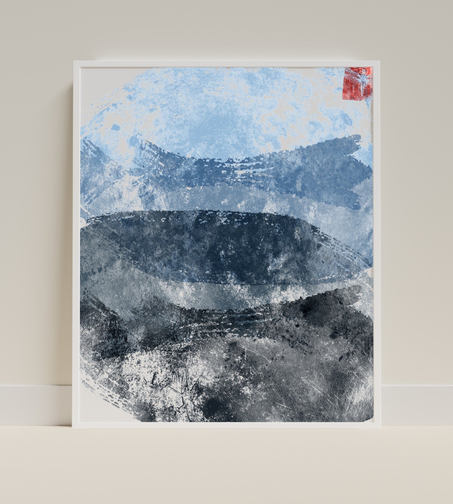 Abstract Blue and Gray Mountains Art Print