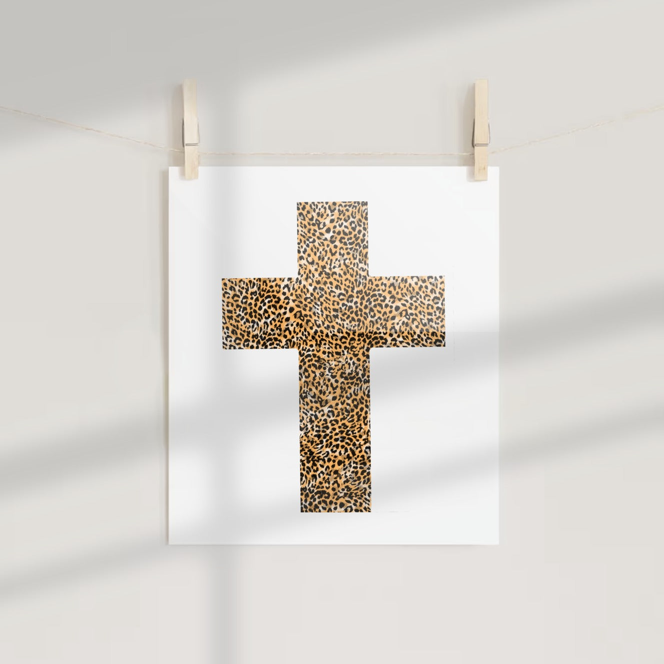 Leopard Print Cross Design Art Print Home Decor