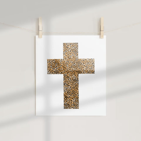Leopard Print Cross Design Art Print Home Decor