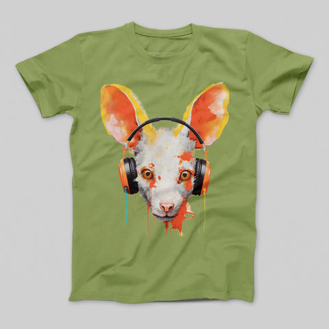 Colorful Dog With Headphones Graphic T-Shirt