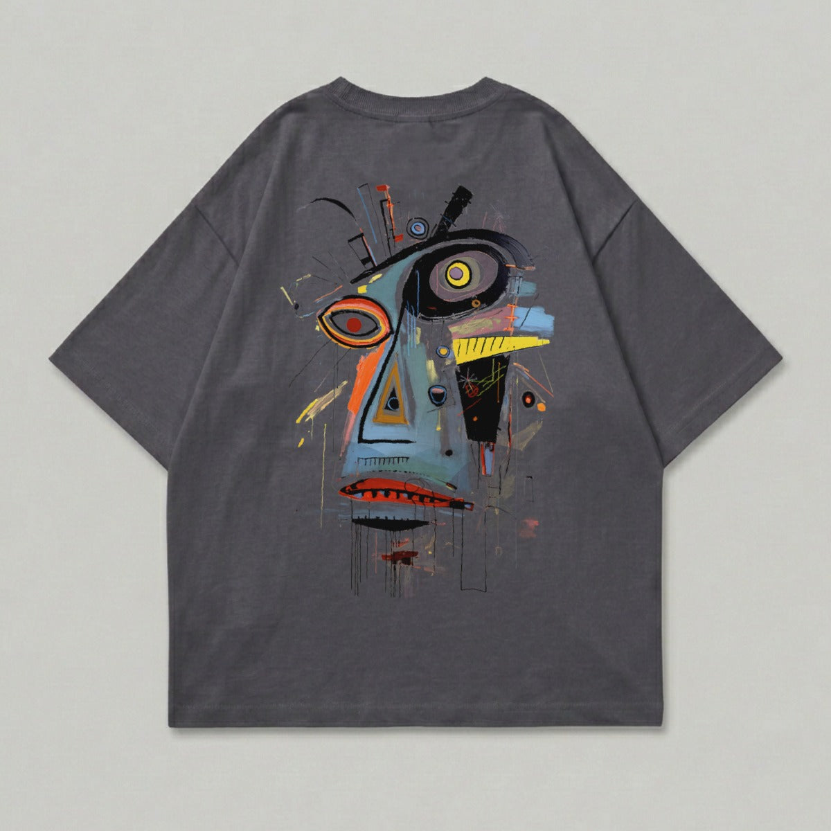 Abstract Face Art Charcoal Grey Colorful Design product type