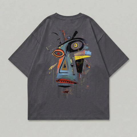 Abstract Face Art Charcoal Grey Colorful Design product type