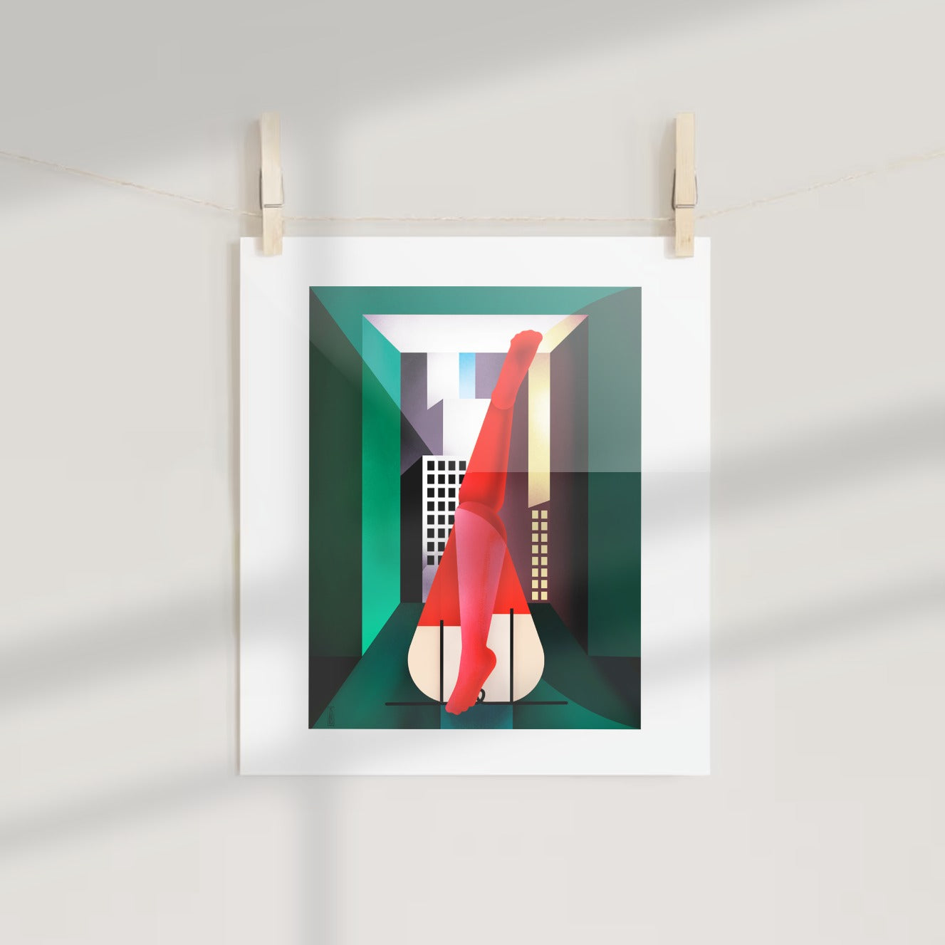 Abstract Cityscape Art with Geometric Elements Print