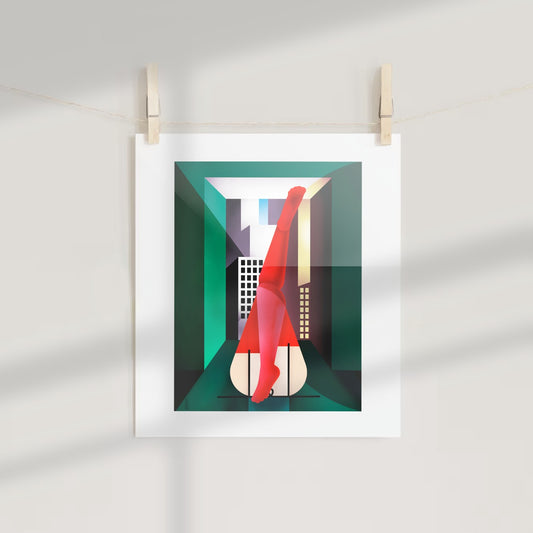 Abstract Cityscape Art with Geometric Elements Print