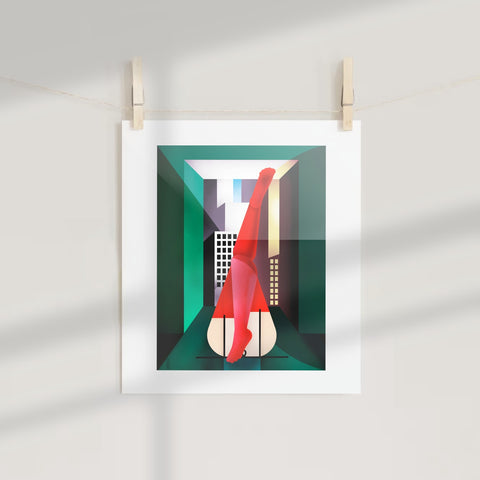 Abstract Cityscape Art with Geometric Elements Print