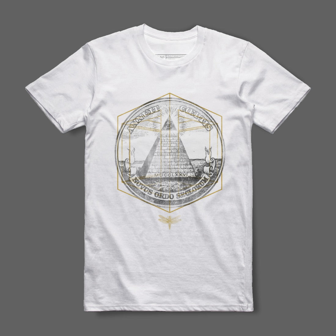 Illuminati Pyramid Design White T-shirt for Casual Wear