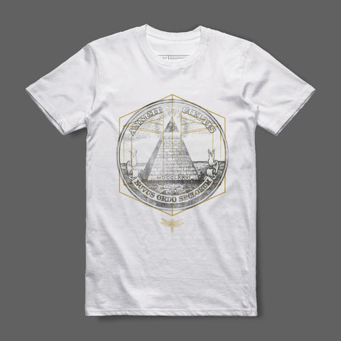 Illuminati Pyramid Design White T-shirt for Casual Wear