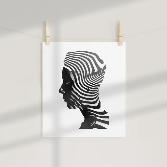 Modern Abstract Black and White Striped Art Poster
