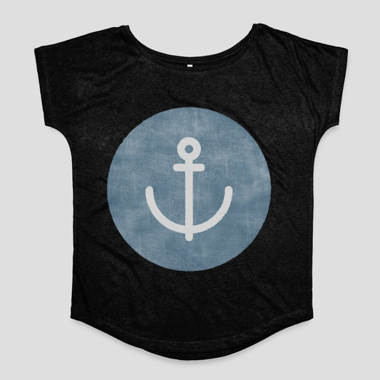 Anchor Design on Black Short Sleeve T-shirt