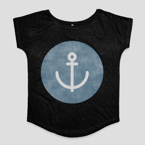 Anchor Design on Black Short Sleeve T-shirt