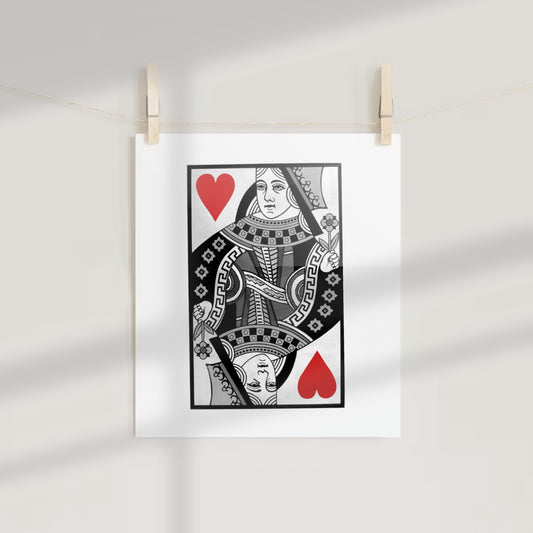 Queen of Hearts Playing Card Wall Art Print