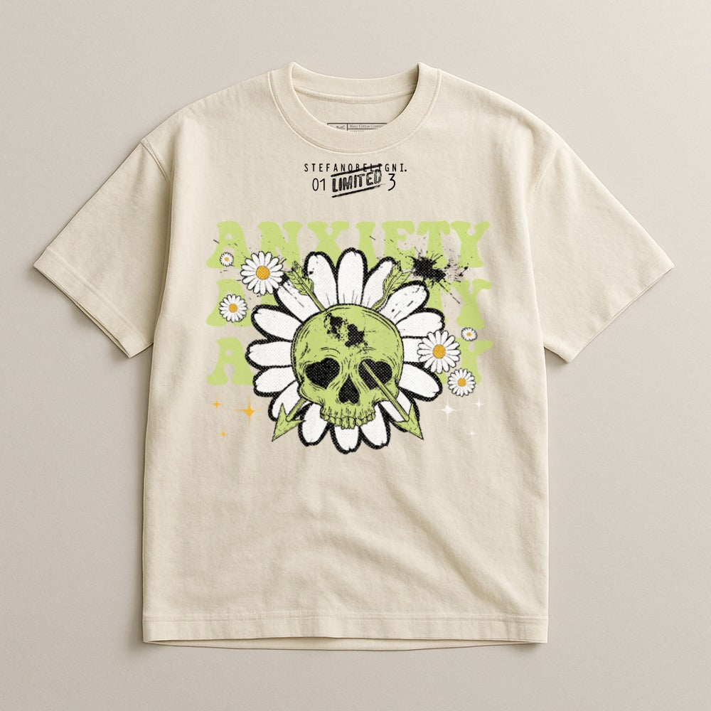 Anxiety Around Skull Floral Graphic T-shirt