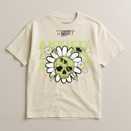 Anxiety Around Skull Floral Graphic T-shirt