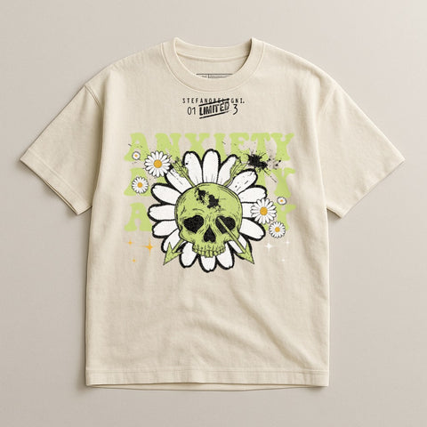 Anxiety Around Skull Floral Graphic T-shirt