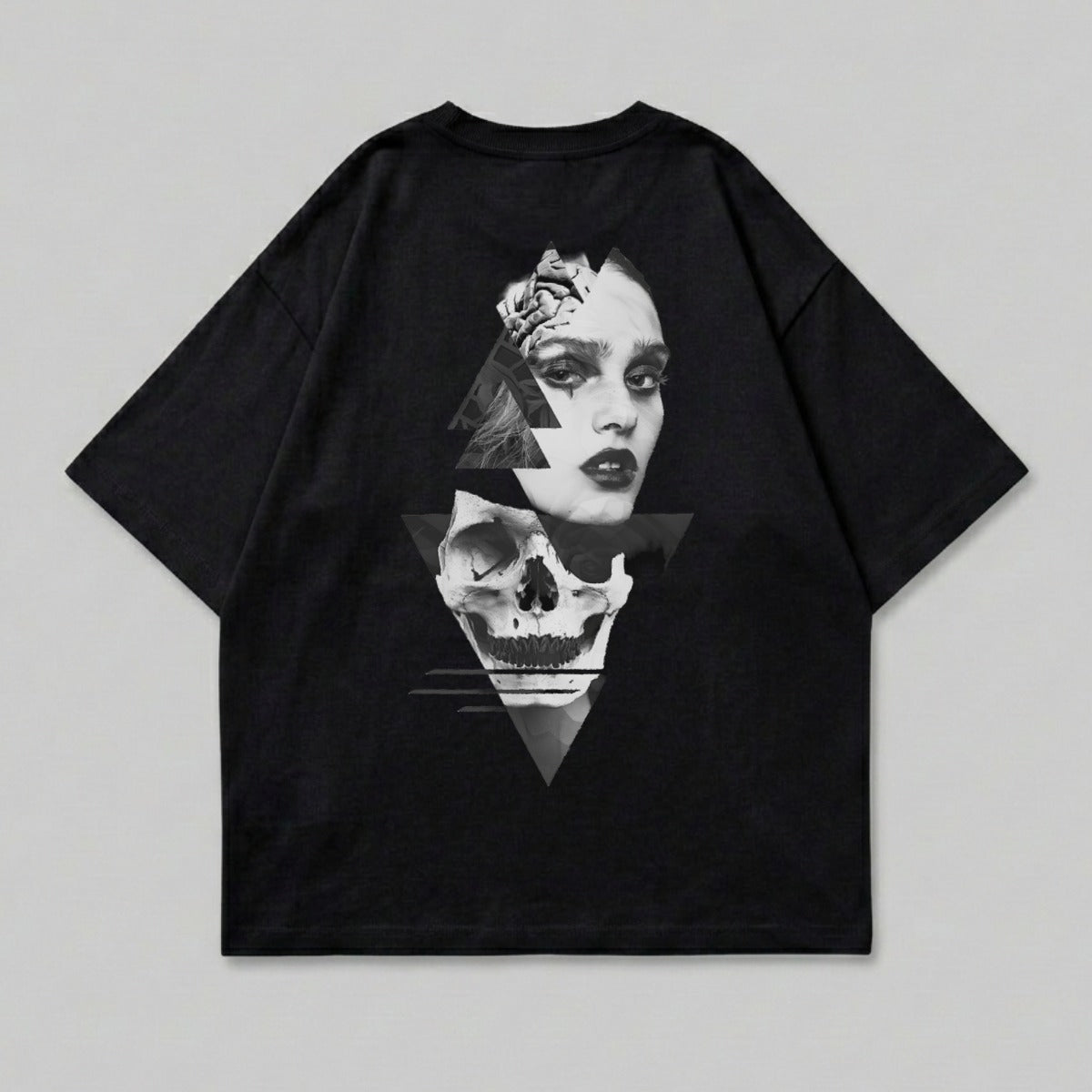 Dark Goth Face Skull Geometric Print T-shirt product type