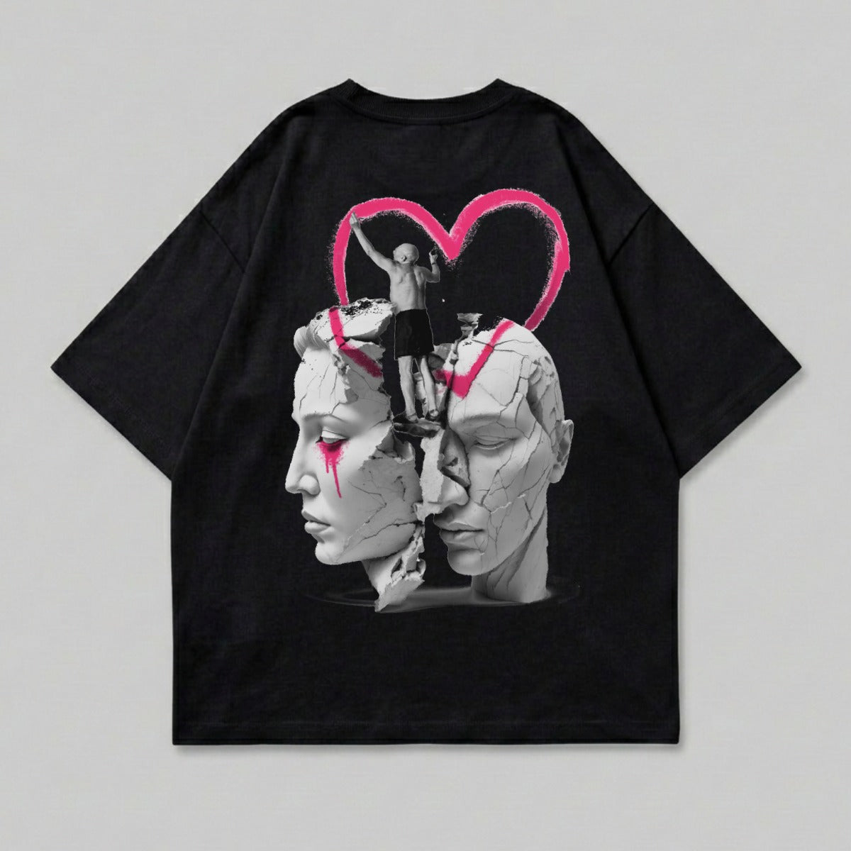 Broken Statue Faces Pink Heart Figure Design product type