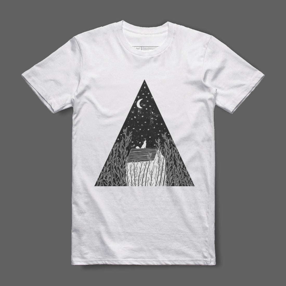 Night Sky Triangle Art White T-shirt for Casual Wear