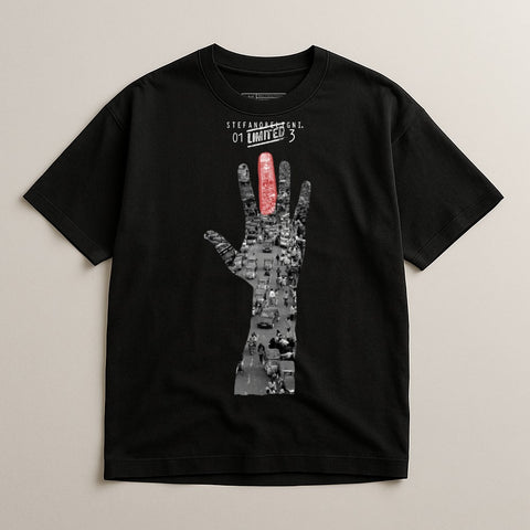 Black T-Shirt with Unique Handprint Graphic Design