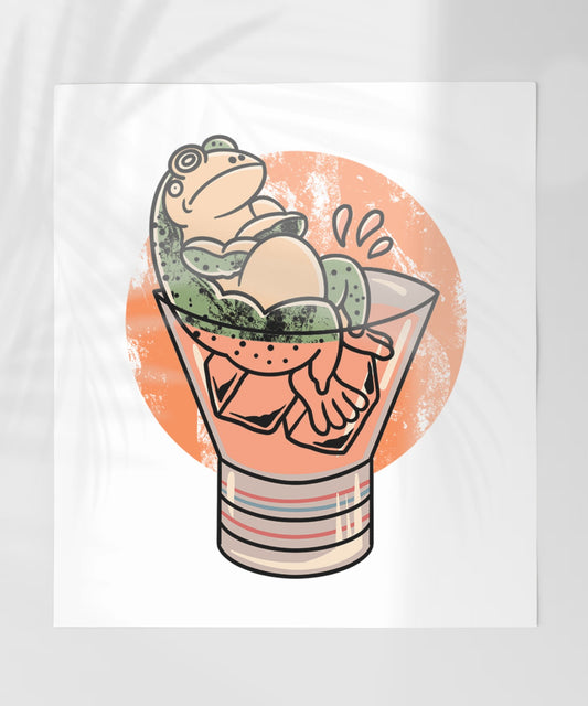 Relaxed Frog in a Cocktail Glass Whimsical Art Print
