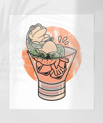 Relaxed Frog in a Cocktail Glass Whimsical Art Print