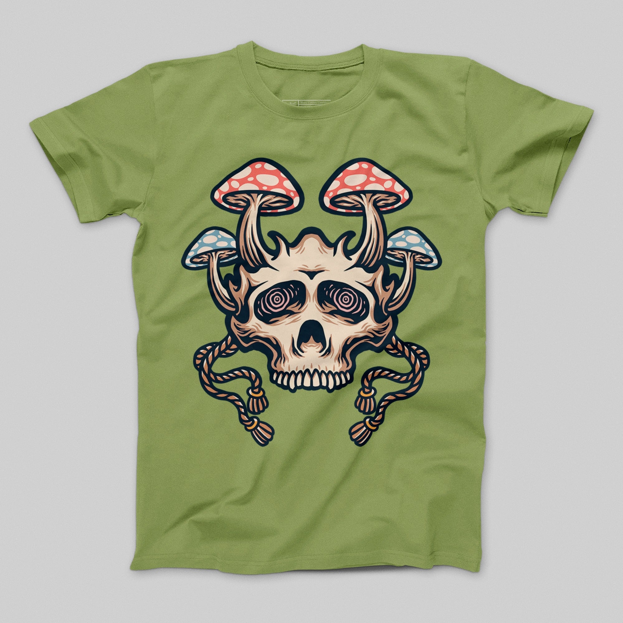 Psychedelic Skull with Mushrooms Graphic T-shirt