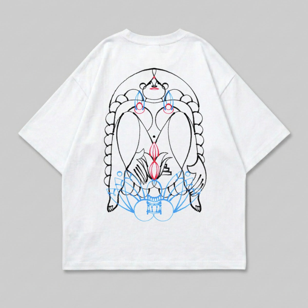 White intricate abstract graphic line art t-shirt product type